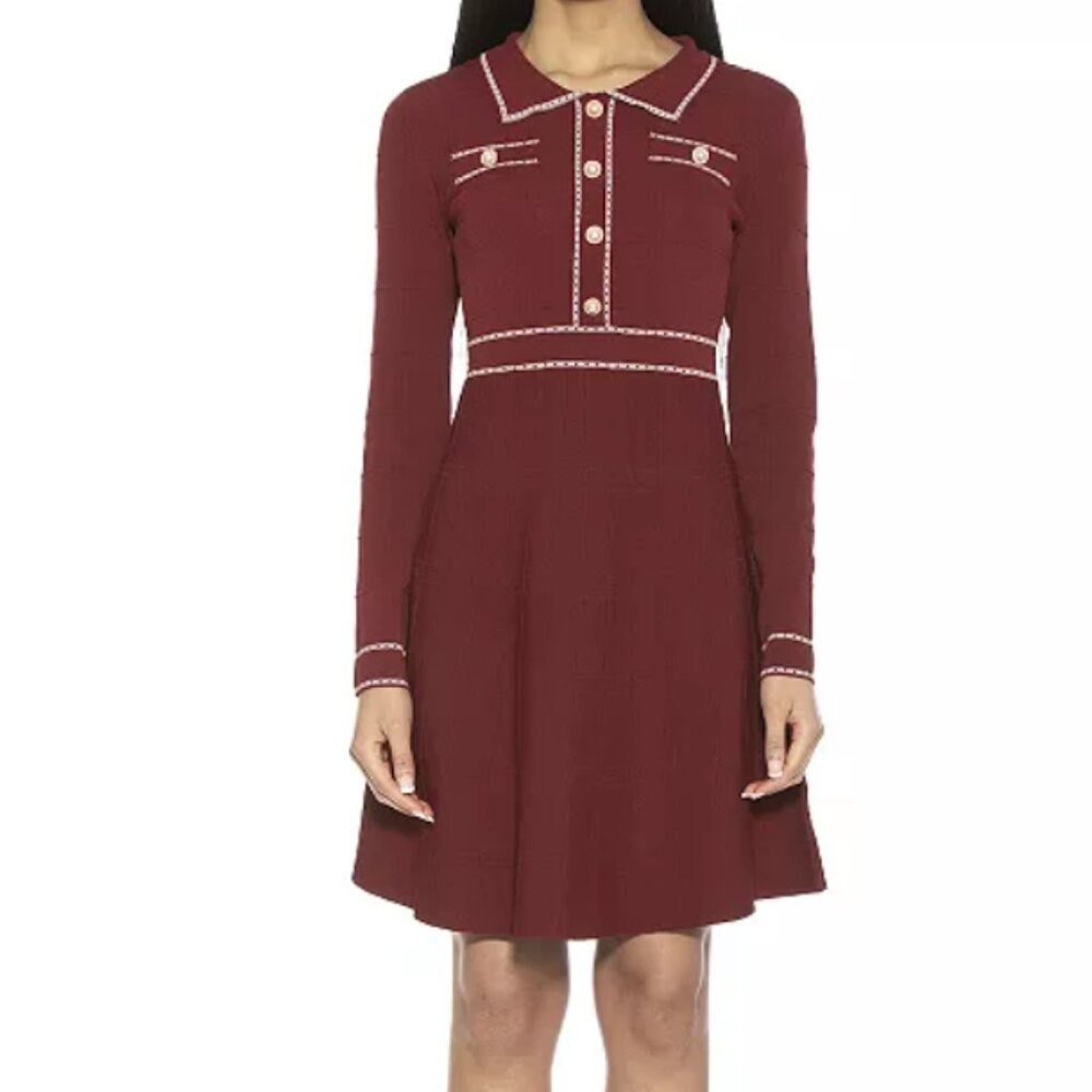 ALEXIA ADMORE Bianca Collar Long Sleeve Fit & Flare Dress